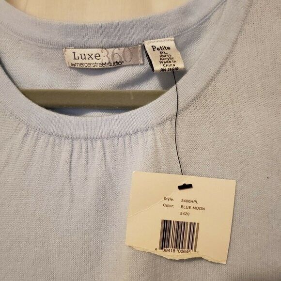 Luxe 360 by Mercer Street Studio Womens Sz PL Blue  Solid Sleeveless Tank Top - Picture 3 of 8